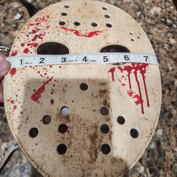 Dolls Kill Mask-Shaped Crossbody Bag in Cream and Red - Picture 7 of 11